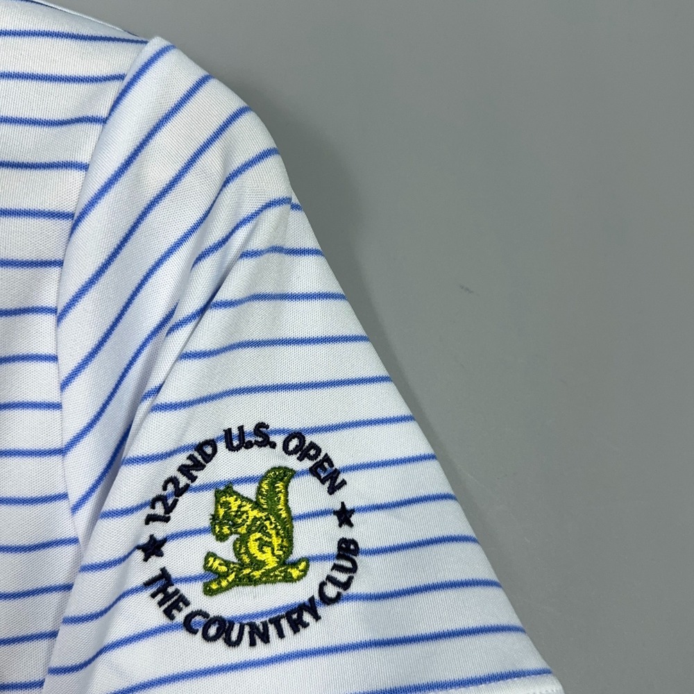 Polo Ralph Lauren 122nd US Open Polo Shirt Mens Size Medium Striped Blue Preppy - Picture 3 of 9